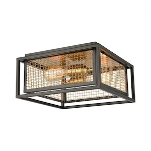 Jarvis - 2 Light Flush Mount in Transitional Style with Mission and Asian inspirations - 6 Inches tall and 12 inches wide