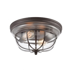 Manhattan Boutique - 2 Light Flush Mount in Transitional Style with Modern Farmhouse and Urban inspirations - 7 Inches tall and 13 inches wide - 881730
