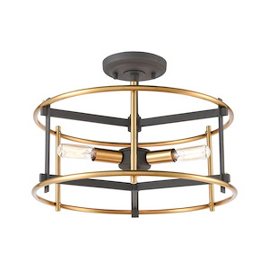 Millington - 3 Light Semi-Flush Mount in Transitional Style with Urban/Industrial and Art Deco inspirations - 10 Inches tall and 14 inches wide