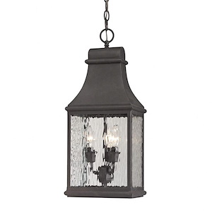 Forged Jefferson - 3 Light Outdoor Pendant in Traditional Style with Southwestern and Country/Cottage inspirations - 22 Inches tall and 9 inches wide