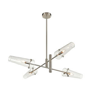 Valante - 4 Light Chandelier in Modern/Contemporary Style with Mid-Century and Retro inspirations - 9 Inches tall and 49 inches wide