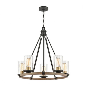 Geringer - 5 Light Chandelier in Transitional Style with Country/Cottage and Modern Farmhouse inspirations - 24 Inches tall and 25 inches wide - 921372