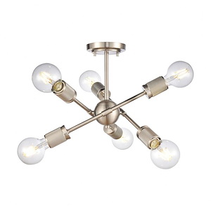 Module - 6 Light Semi-Flush Mount In Modern Style-13 Inches Tall and 15 Inches Wide