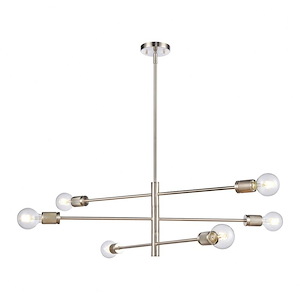 Module - 6 Light Chandelier In Modern Style-11 Inches Tall and 34 Inches Wide
