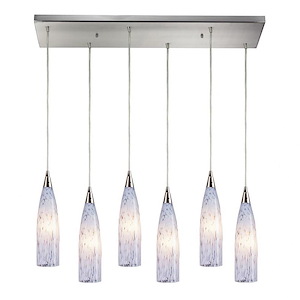 Lungo - 6 Light Rectangular Pendant in Transitional Style with Boho and Eclectic inspirations - 9 Inches tall and 9 inches wide