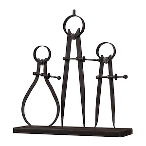 Transitional Style w/ ModernFarmhouse inspirations - Metal Compass and Caliper Set - 15 Inches tall 14 Inches wide