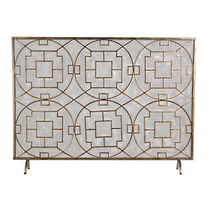 Transitional Style w/ Luxe/Glam inspirations - Metal Geometric Fire screen - 35 Inches tall 7 Inches wide