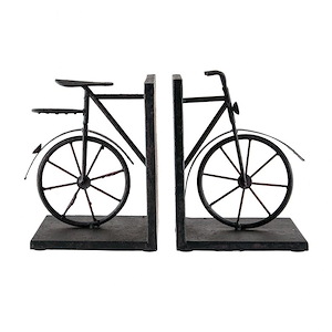 Bicycles - Traditional Style w/ Eclectic inspirations - Metal Bookend (Set of 2) - 8 Inches tall 13 Inches wide