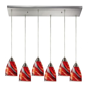 Pierra - 6 Light Rectangular Pendant in Transitional Style with Boho and Eclectic inspirations - 9 Inches tall and 9 inches wide - 408536