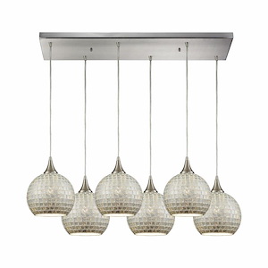 Fusion - 6 Light Rectangular Pendant In Contemporary Style-10 Inches Tall and 32 Inches Wide