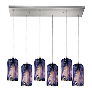 Molten - 6 Light Rectangular Pendant in Transitional Style with Boho and Retro inspirations - 9 Inches tall and 9 inches wide - 1208914