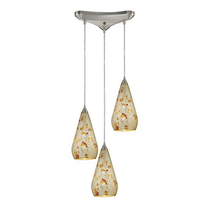 Curvalo - 3 Light Triangular Pendant in Transitional Style with Mid-Century and Scandinavian inspirations - 13 Inches tall and 5 inches wide - 1208932