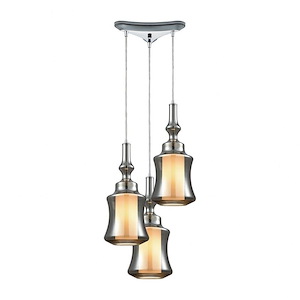 Alora - 3 Light Triangular Pendant In Mid-Century Modern Style-18 Inches Tall and 10 Inches Wide