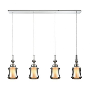 Alora - 4 Light Linear Pendant In Mid-Century Modern Style-18 Inches Tall and 46 Inches Wide