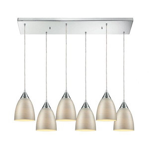Merida - 6 Light Rectangular Pendant in Transitional Style with Scandinavian and Coastal/Beach inspirations - 9 Inches tall and 30 inches wide