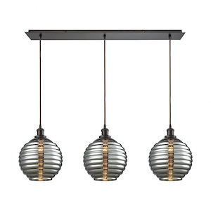 Ridley - 3 Light Linear Pendant In Modern Style-13 Inches Tall and 36 Inches Wide