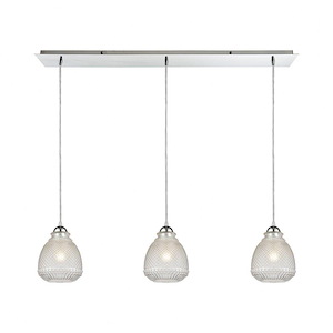 Victoriana - 3 Light Linear Mini Pendant in Modern/Contemporary Style with Retro and Luxe/Glam inspirations - 8 Inches tall and 36 inches wide