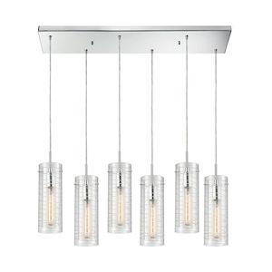 Swirl - 6 Light Rectangular Pendant in Modern/Contemporary Style with Retro and Mid-Century Modern inspirations - 14 Inches tall and 32 inches wide