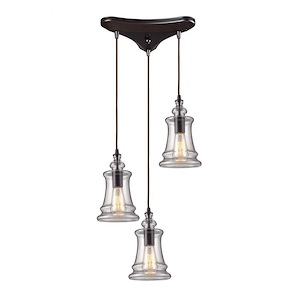 Menlow Park - 3 Light Linear Pendant in Transitional Style with Modern Farmhouse and Vintage Charm inspirations - 10 Inches tall and 5 inches wide - 408543