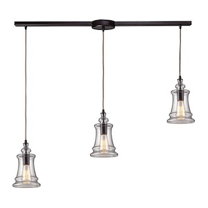Menlow Park - 3 Light Linear Pendant in Transitional Style with Modern Farmhouse and Vintage Charm inspirations - 10 Inches tall and 5 inches wide