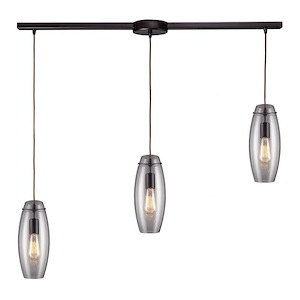 Menlow Park - 3 Light Linear Pendant in Transitional Style with Retro and Scandinavian inspirations - 12 Inches tall and 5 inches wide