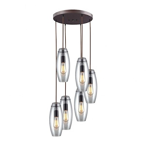 Menlow Park - 6 Light Round Pendant in Transitional Style with Retro and Scandinavian inspirations - 6 Inches tall and 15 inches wide - 459588