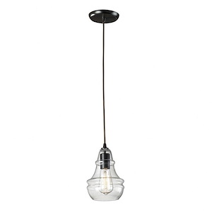 Menlow Park - 1 Light Mini Pendant in Transitional Style with Modern Farmhouse and Vintage Charm inspirations - 9 Inches tall and 6 inches wide