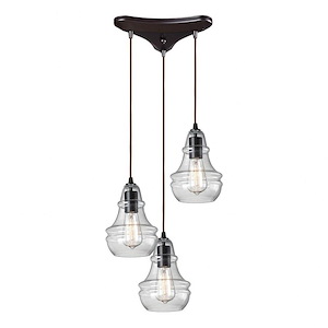 Menlow Park - 3 Light Linear Pendant in Transitional Style with Modern Farmhouse and Vintage Charm inspirations - 9 Inches tall and 5 inches wide