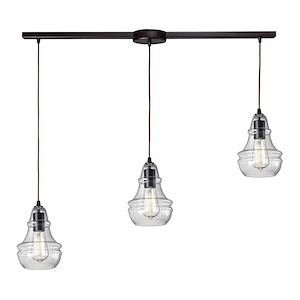 Menlow Park - 3 Light Linear Pendant in Transitional Style with Modern Farmhouse and Vintage Charm inspirations - 9 Inches tall and 5 inches wide - 1208865
