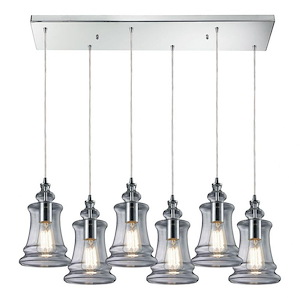 Menlow Park - 6 Light Rectangular Pendant in Transitional Style with Modern Farmhouse and Vintage Charm inspirations - 10 by 9 inches wide - 1208950