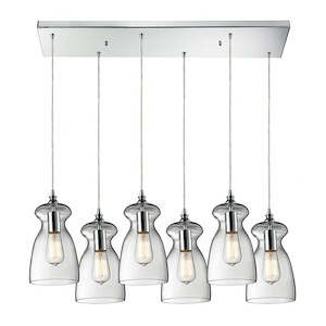 Menlow Park - 6 Light Rectangular Pendant in Transitional Style with Retro and Scandinavian inspirations - 11 Inches tall and 9 inches wide