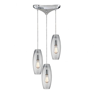 Menlow Park - 3 Light Linear Pendant in Transitional Style with Retro and Scandinavian inspirations - 12 Inches tall and 5 inches wide - 408602