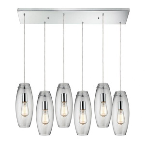 Menlow Park - 6 Light Rectangular Pendant in Transitional Style with Retro and Scandinavian inspirations - 12 Inches tall and 9 inches wide