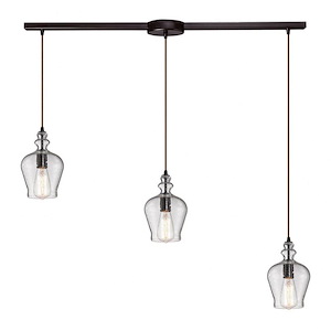 Menlow Park - 3 Light Linear Mini Pendant in Transitional Style with Vintage Charm and Country inspirations - 10 Inches tall and 36 inches wide - 421927