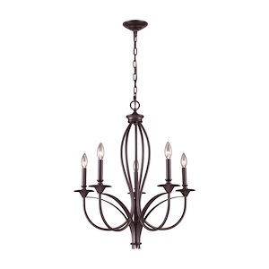 Medford - 5 Light Chandelier in Transitional Style with Country/Cottage and Rustic inspirations - 28 Inches tall and 26 inches wide - 373224