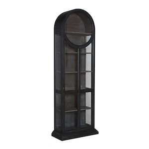 Round Top - Transitional Style w/ Retro inspirations - Mahogany Round Top Display Cabinet - 86 Inches tall 30 Inches wide