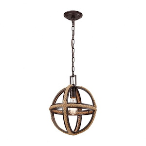 Natural Rope - 1 Light Pendant in Transitional Style with Modern Farmhouse and Coastal/Beach inspirations - 15 Inches tall and 12 inches wide - 705300