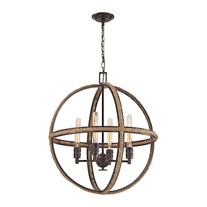 Natural Rope - 4 Light Chandelier in Transitional Style with Modern Farmhouse and Coastal/Beach inspirations - 27 Inches tall and 24 inches wide