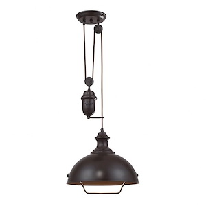 Farmhouse - 9.5W 1 LED Adjustable Pendant in Transitional Style with Vintage Charm and Modern Farmhouse inspirations - 70 by 14 inches wide - 749900