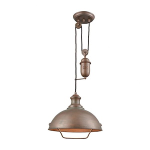Farmhouse - 1 Light Adjustable Pendant in Transitional Style with Vintage Charm and Modern Farmhouse inspirations - 39 Inches tall and 14 inches wide