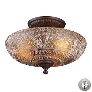 Norwich - 3 Light Semi-Flush Mount in Traditional Style with Victorian and Vintage Charm inspirations - 9.5 Inches tall and 14 inches wide
