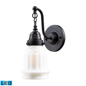 Quinton Parlor - 9.5W 1 LED Wall Sconce in Traditional Style with Victorian and Vintage Charm inspirations - 12 Inches tall and 5 inches wide - 373410