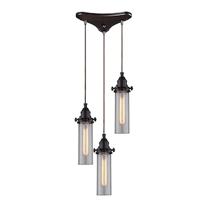 Fulton - 3 Light Triangular Pendant in Transitional Style with Urban/Industrial and Modern Farmhouse inspirations - 11 Inches tall and 10 inches wide - 749503