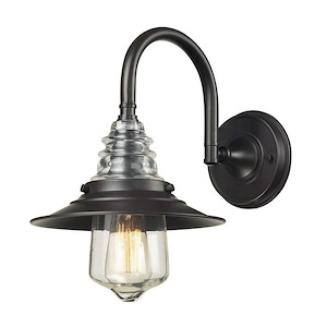 Insulator Glass - 1 Light Wall Sconce in Transitional Style with Urban/Industrial and Modern Farmhouse inspirations - 14 Inches tall and 9 inches wide
