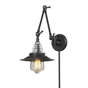 Insulator Glass - 1 Light Swingarm Wall Sconce in Transitional Style with Urban and Modern Farmhouse inspirations - 18 Inches tall and 9 inches wide