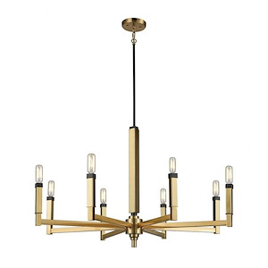 Mandeville - 8 Light Chandelier in Transitional Style with Art Deco and Mission inspirations - 21 Inches tall and 31 inches wide - 614037