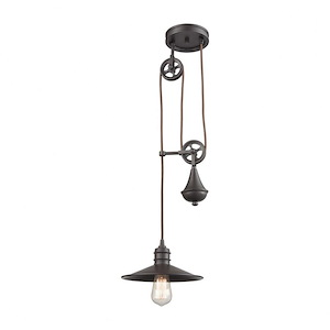 Spindle Wheel - 1 Light Adjustable Pendant in Transitional Style with Urban and Vintage Charm inspirations - 37 Inches tall and 10 inches wide