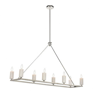 White Stone - 8 Light Linear Chandelier In Modern Style-27 Inches Tall and 48 Inches Wide - 1273782