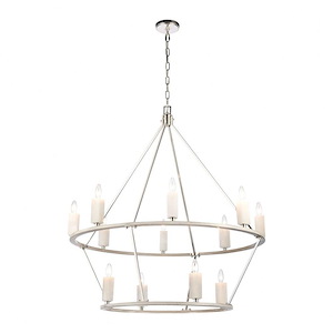 White Stone - 12 Light Chandelier In Modern Style-43 Inches Tall and 40 Inches Wide