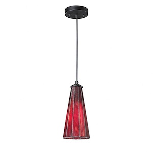 Lumino - 9.5W 1 LED Mini Pendant in Transitional Style with Mission and Asian inspirations - 12 Inches tall and 5 inches wide